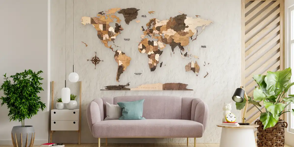 стенна декорация карта на света