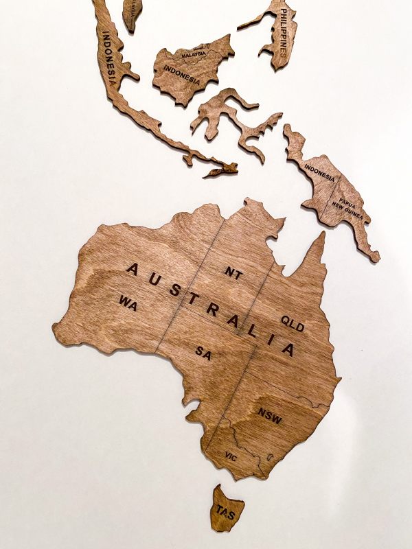 australia wooden map