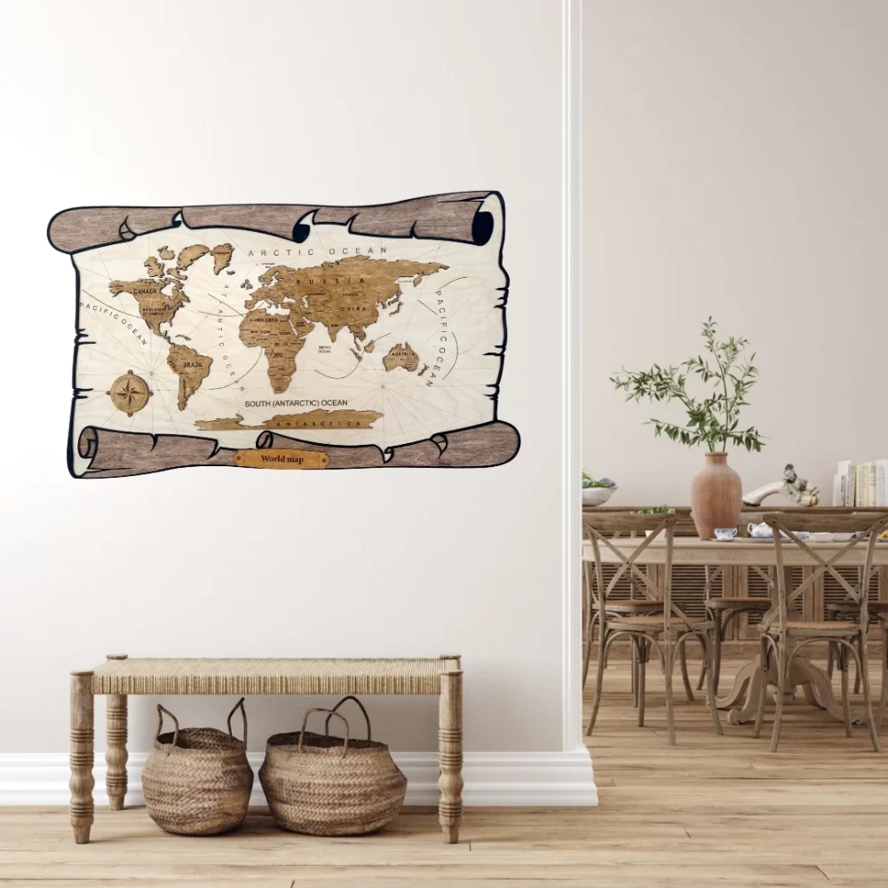 дървена карта на света Vintage