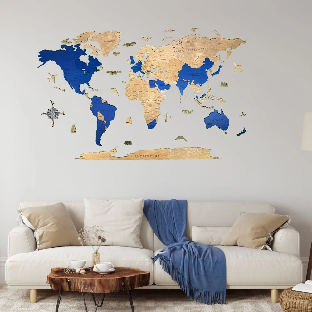 Корпоративна дървена 3Д карта на света