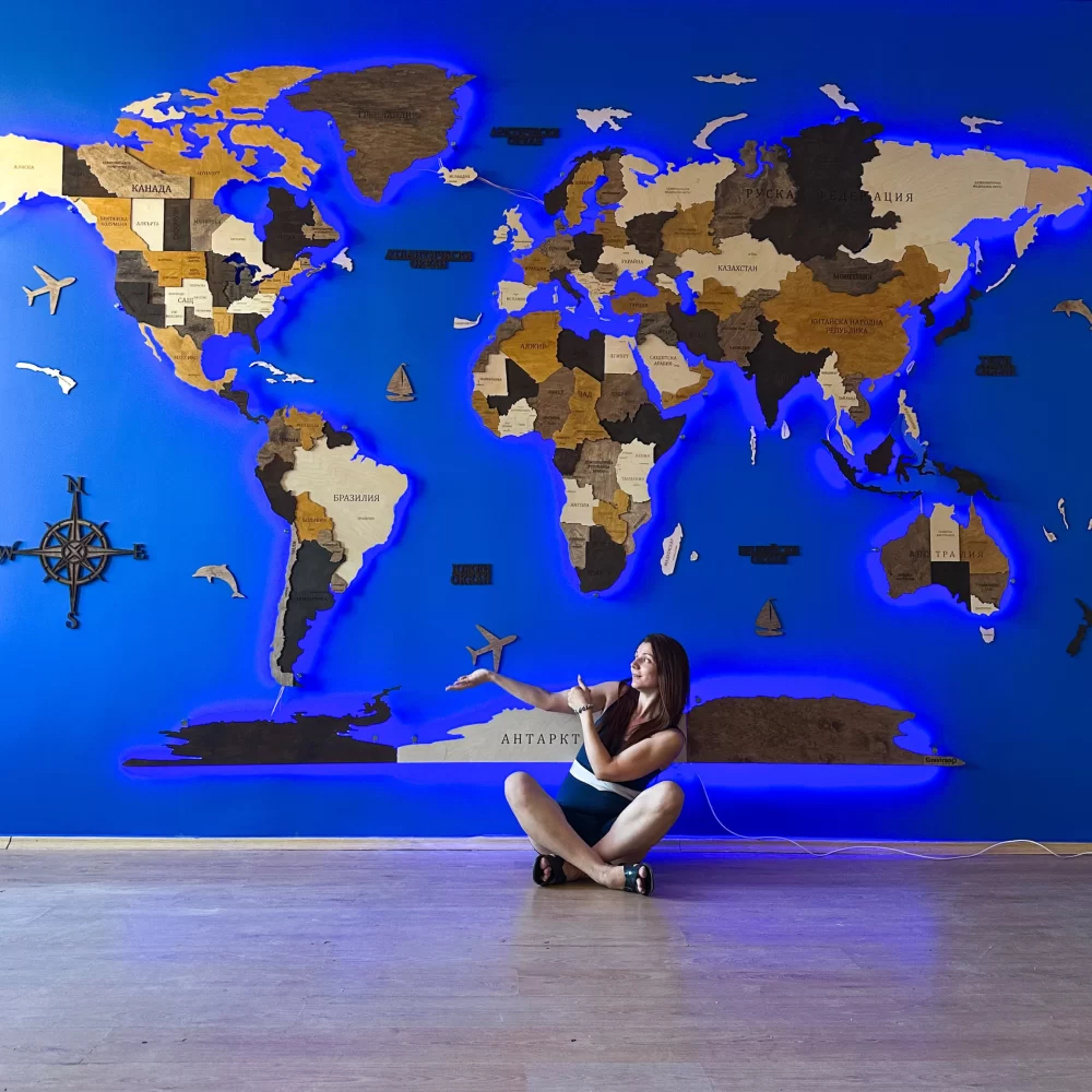 -40% Дървена 3D карта на света Classic, 290x180 cm, английски