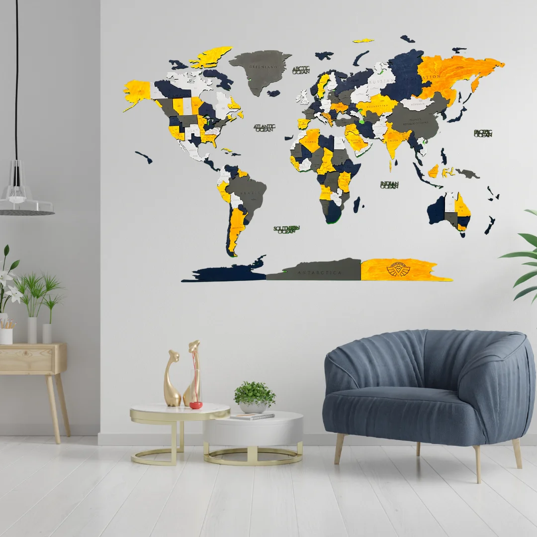 Дървена 3Д карта на света Nord