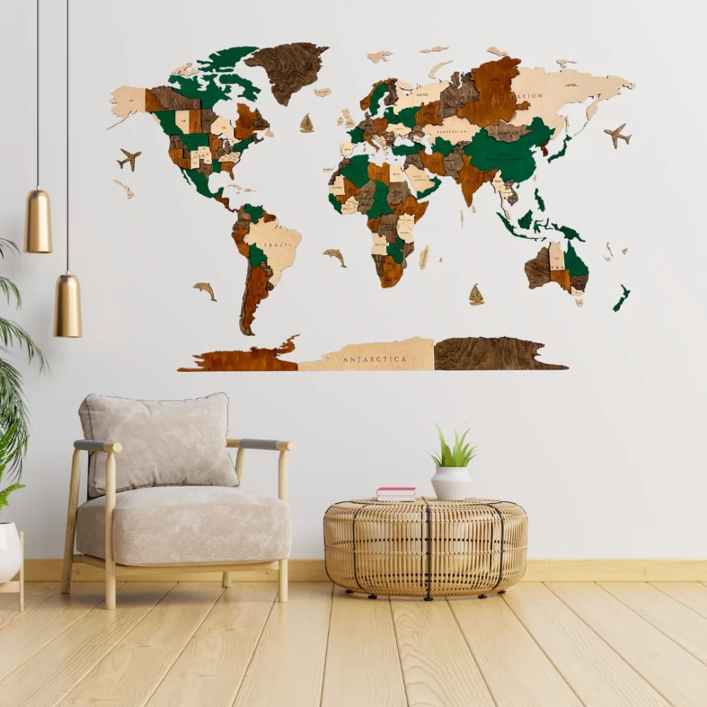 Дървена 3Д карта на света BUSH