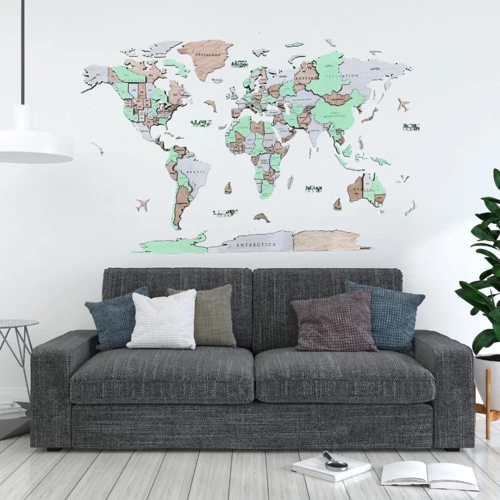 Дървена 3Д карта на света Grenny