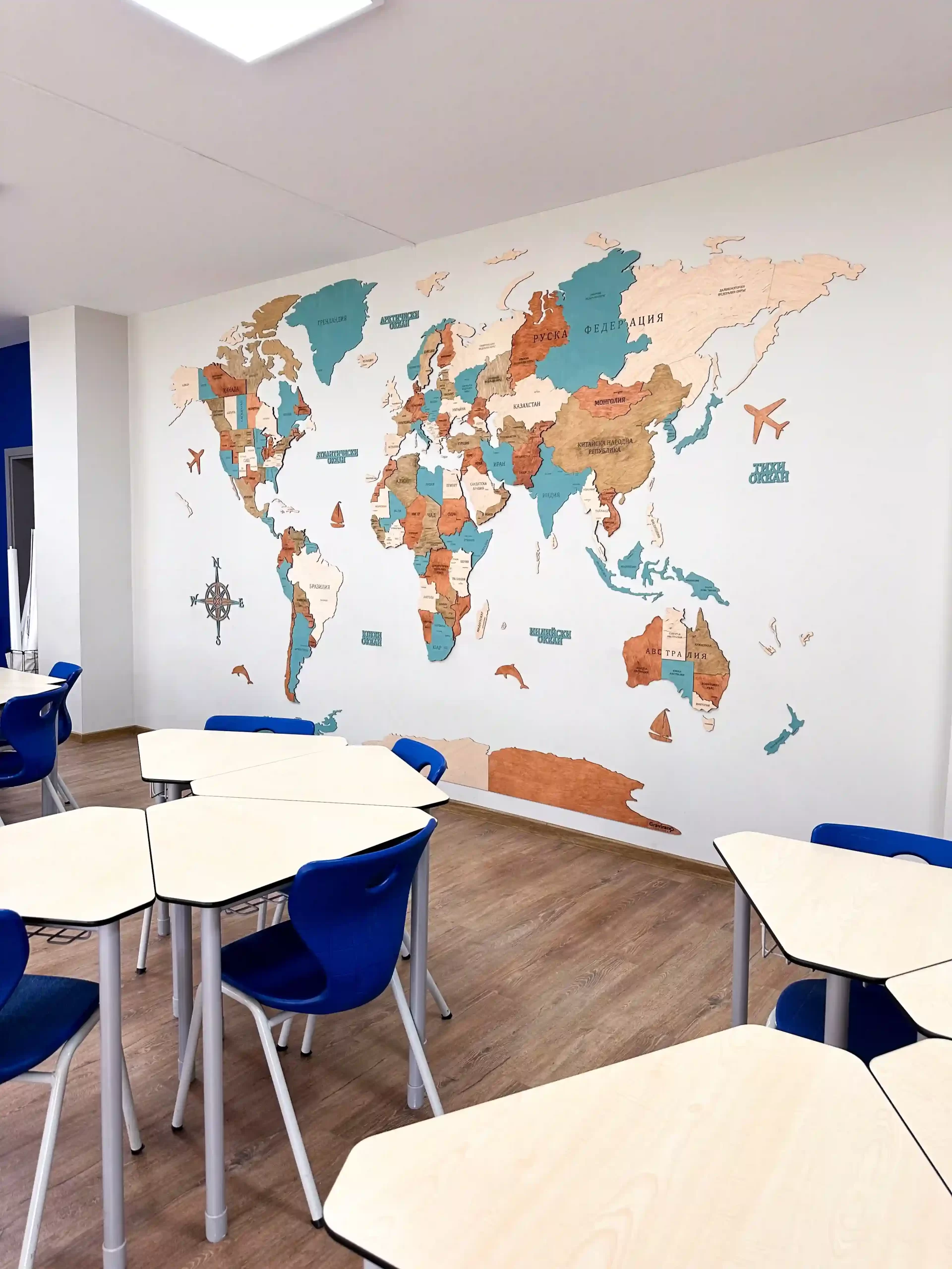 Дървена 3Д карта на света FLOW - Image 3