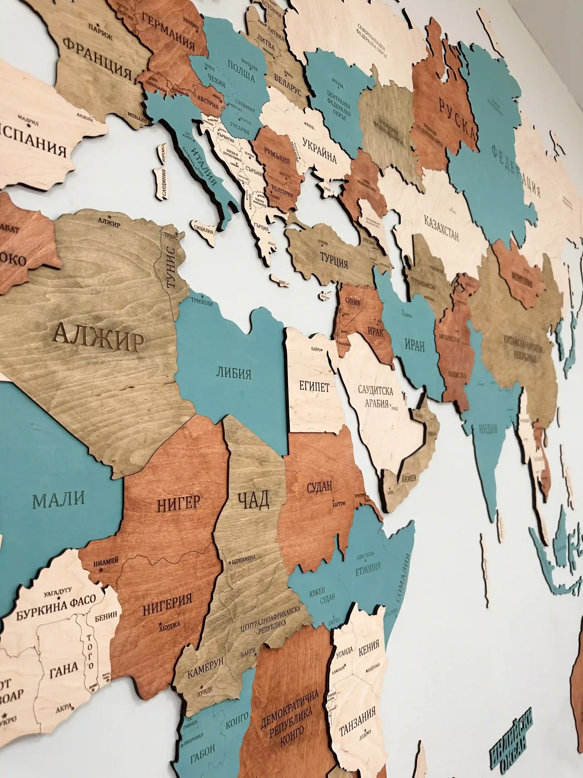 Дървена 3Д карта на света FLOW - Image 2