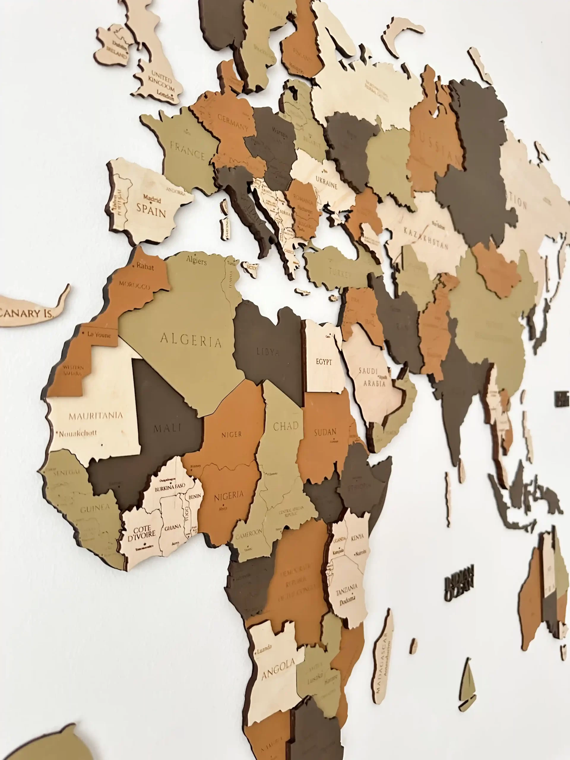 Дървена 3Д карта на света Latte - Image 2