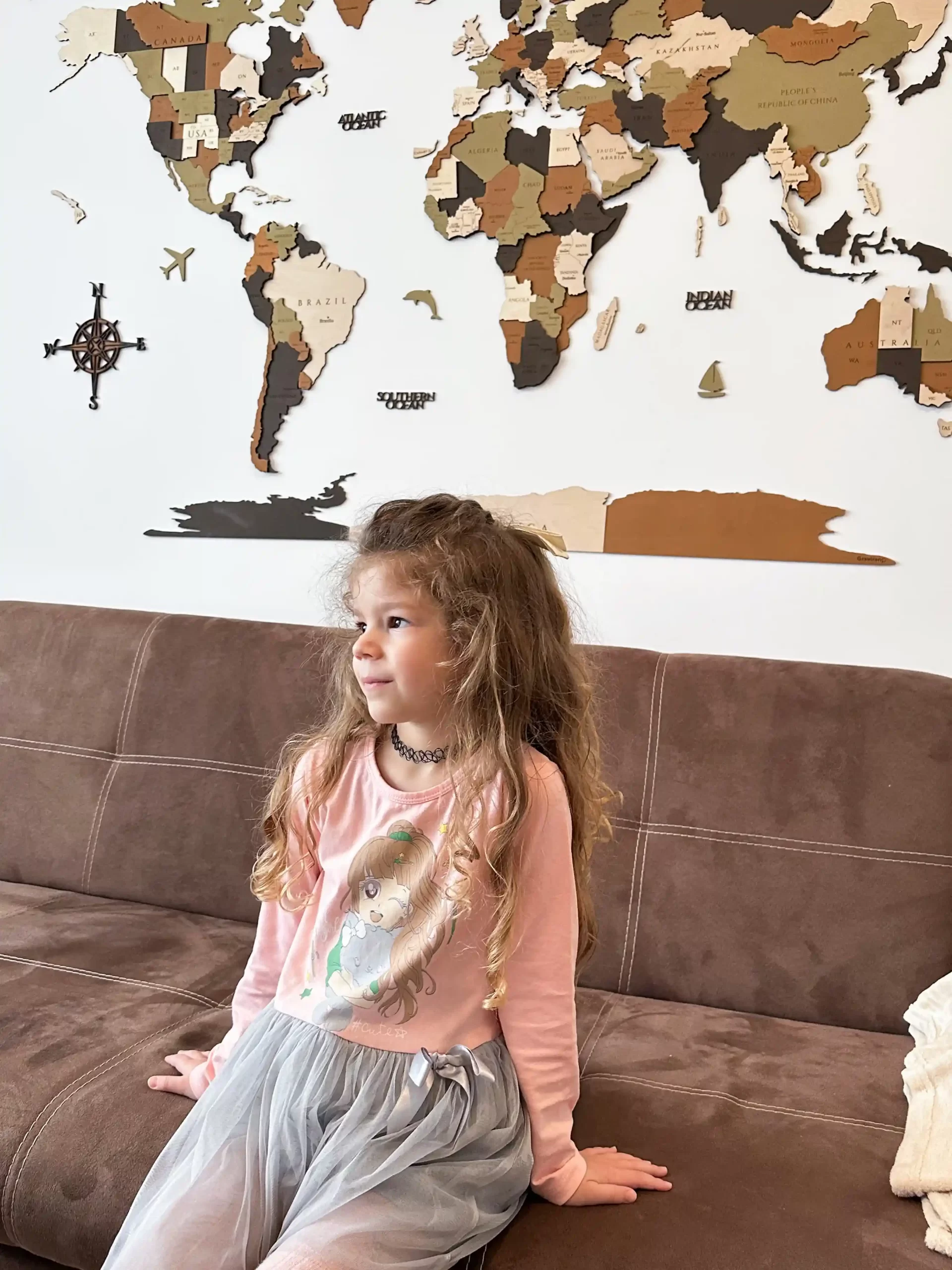 Дървена 3Д карта на света Latte - Image 3