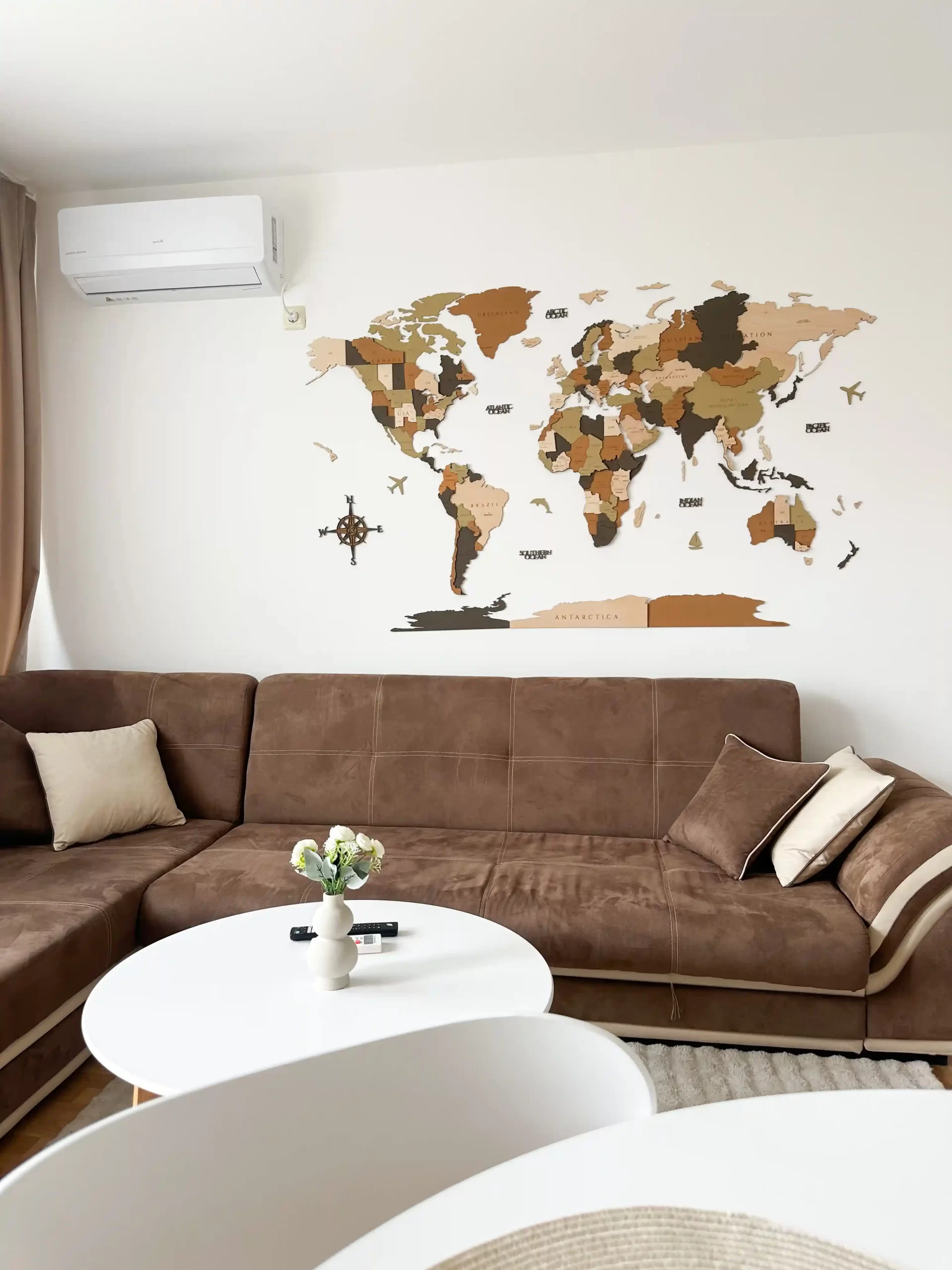 Дървена 3Д карта на света Latte